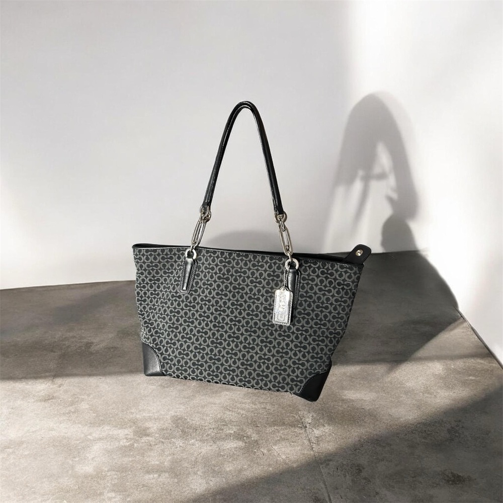 Coach Black and Gray Patterned Tote - Picture 10 of 14